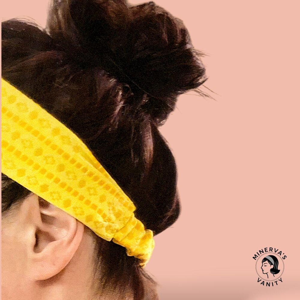 Mellow Yellow headband - cotton with elastic support -Classic-handmade- Upcycled